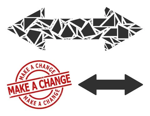 Geometric Horizontal Exchange Arrow Icon Mosaic and Textured Make a Change Seal Stock Illustration