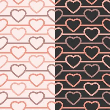 Geometric horizontal seamless pattern, heart shapes, line grid. Artistic Stock Illustration