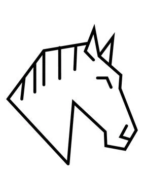 Geometric horse head profile vector, Minimalist stallion icon, Line art horse Stock Illustration