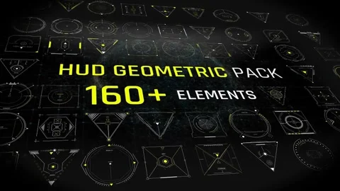 Geometric HUD Elements Pack - Futuristic FUI Shapes and Interface Graphics Stock After Effects