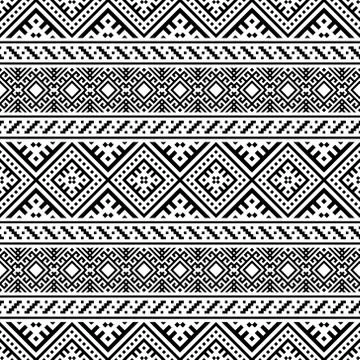 Geometric Ikat Aztec Pattern design black white color. Stock Illustration