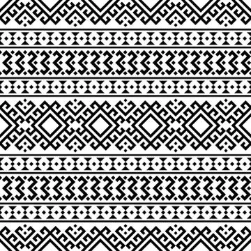 Geometric Ikat Ethnic Aztec Pattern Illustration Design in black and white color Stock Illustration