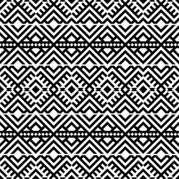 Geometric Ikat ethnic pattern vector black white color. Tribal Pattern Stock Illustration