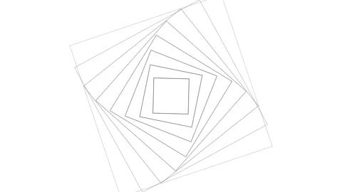 A geometric illustration featuring a series of concentric rotating squares Stock Footage 335117296