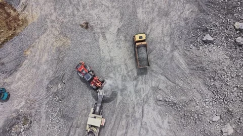 Geometric industrial patterns of conveyors at stone quarry Stock Footage 338222968