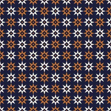 Geometric interlocking pattern with orange and white curves on dark backgroun Stock Illustration