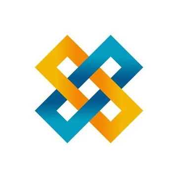 Geometric Intertwined Color Pattern in Vibrant Blue and Orange Hues Stock Illustration