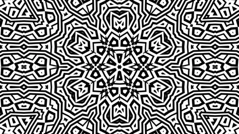 Geometric Intricate Design Pattern Symmetry Black White Background Loop Stock Footage 278707713