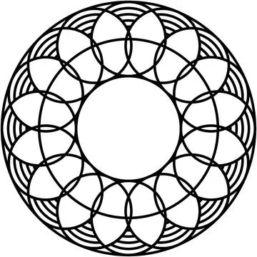 Geometric intricate pattern circle design, concentric circle, symmetrical shape. Stock Illustration