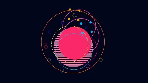 Geometric intro of circles on a dark blue and empty background. Stock Footage 152239014
