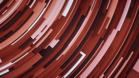 Geometric irregular abstract soft red geometric curved rectangles background. Vídeo Stock 143556832