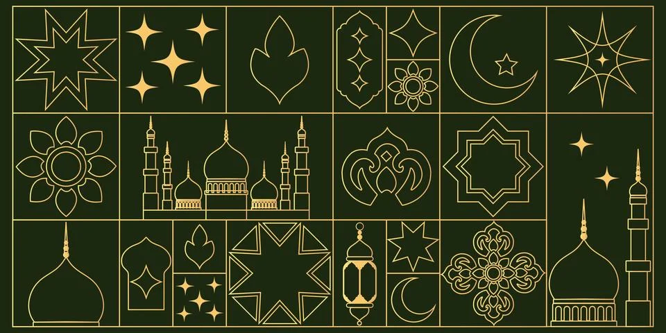 Geometric Islamic Arabic linear pattern. Stock Illustration