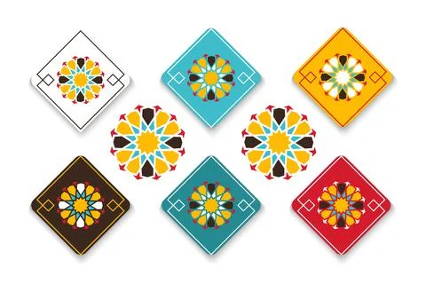 Geometric Islamic Pattern with colorful arabesque shapes Иллюстрация