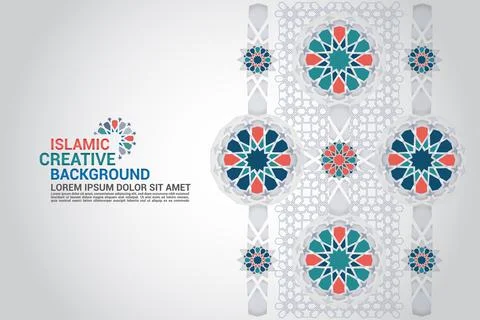 Geometric Islamic Pattern with colorful arabesque shapes Stock Illustration