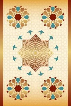 Geometric Islamic Pattern with colorful arabesque shapes Иллюстрация
