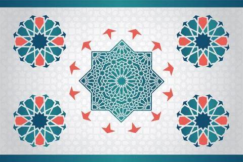 Geometric Islamic Pattern with colorful arabesque shapes Stock Illustration