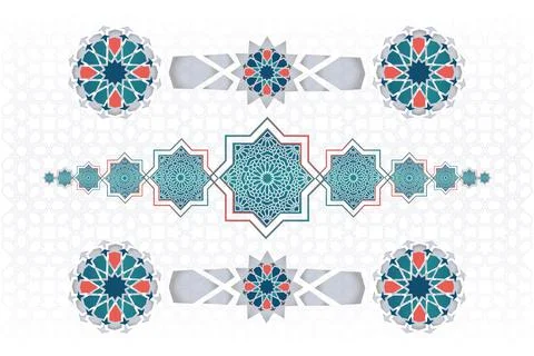 Geometric Islamic Pattern with colorful arabesque shapes Иллюстрация