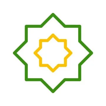 Geometric Islamic Pattern in Green and Yellow Stock Illustration