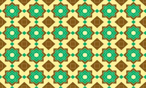 Geometric Islamic Pattern with Star and Square Motifs in Green Stockillustratie
