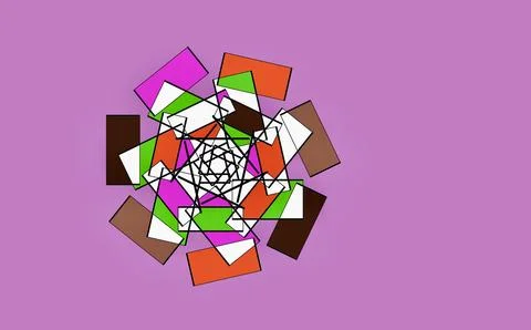 Geometric Kaleidoscope Mandala Pattern with Multicolored Rectangles on P Stockillustratie