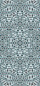 Geometric kaleidoscope pattern featuring light blue and silver elements. Stock Illustration