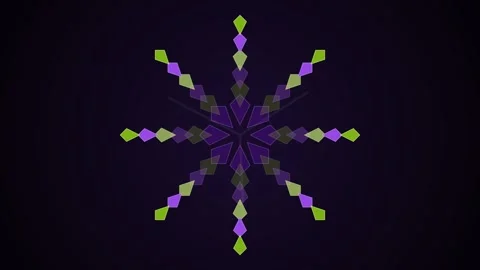 Geometric kaleidoscopic pattern rotating on a dark background Stock Footage 339925677