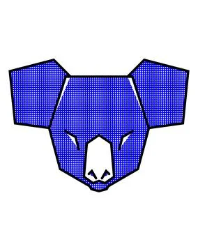 Geometric koala vector illustration, Blue origami koala face design, Low poly Stock Illustration