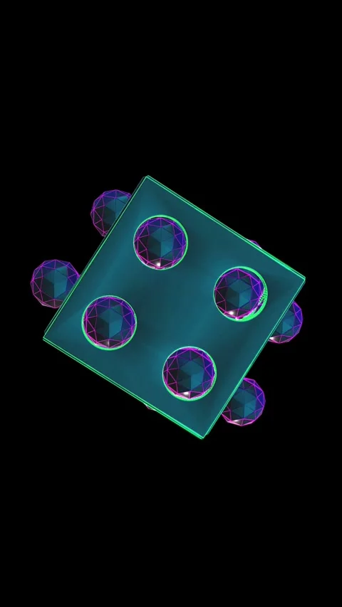 Geometric laser background of lowpoly bouncing balls. Seamless vertical video Stock Footage 309005797