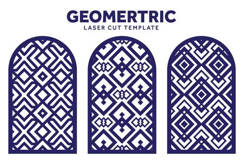 Geometric laser cut pattern template Stock Illustration