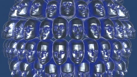 Geometric laser lowpoly heads. Seamless metal retro futuristic animation Vidéo 105845712