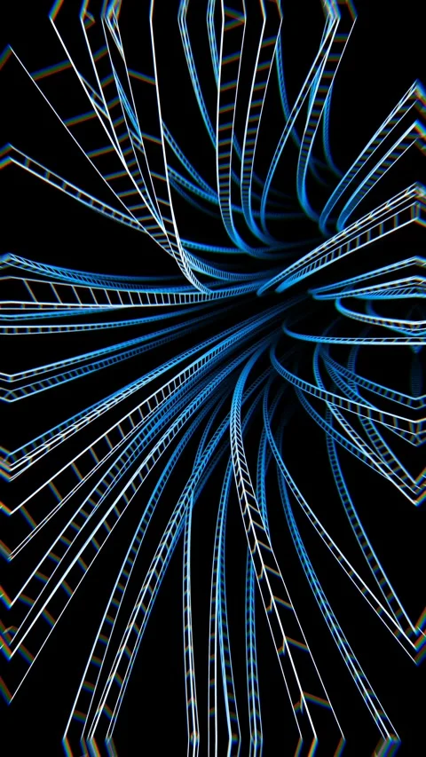 Geometric laser lowpoly tunnel with beat reactive chromatic distortion. Seamless 스톡 동영상 308038138