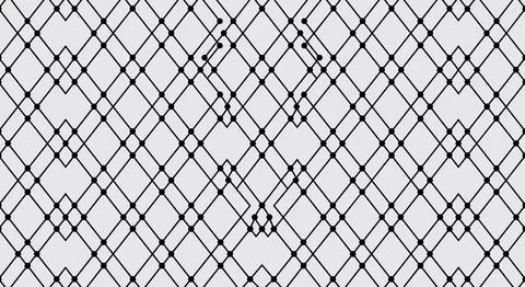 Geometric lattice pattern of diamond lines with circular dots motif Illustrazione stock