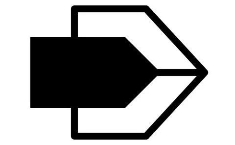 Geometric layered arrow icon, Block pointer design symbol, Composite forward  Stock Illustration