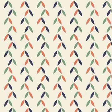 Geometric leaf pattern with coral green and orange accents repeating seamle.. Stock Illustration