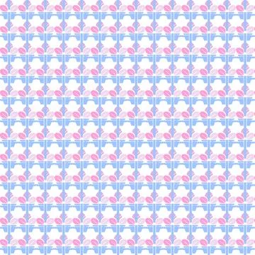 Geometric Leaf Pattern in Pink and Blue on White Background Stock Illustration
