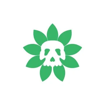 Geometric leaf with skull logo design vector graphic symbol icon sign illus.. Stock Illustration