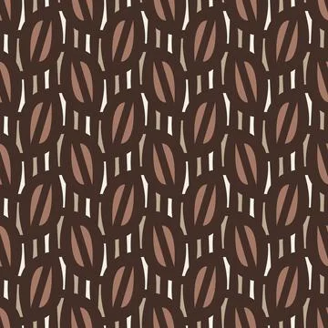 Geometric Leaves Seamless Pattern (Mocha Mousse, Brown, Beige, Cream) Stock Illustration