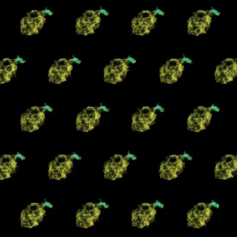 Geometric Lemon Pattern on Dark Background, 1:1 Square Video Stock Footage 330356333