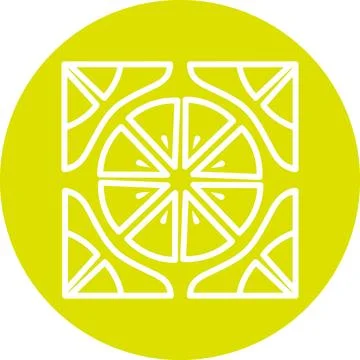 Geometric Lemon Tile Ornament Pattern Line Icon inside Circle Stock Illustration