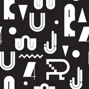 Geometric lettering seamless colored pattern Stock-Illustration