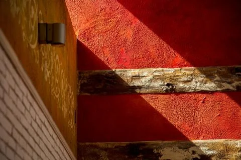 Geometric light and shadow patterns displayed on the wall Stock Photos