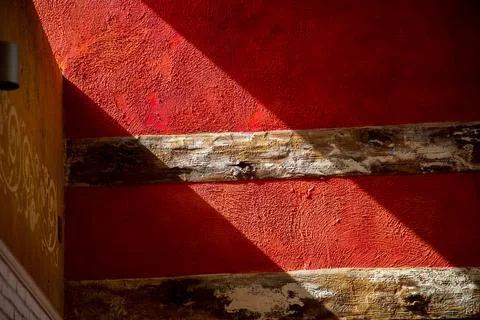 Geometric light and shadow patterns displayed on the wall Stock Photos