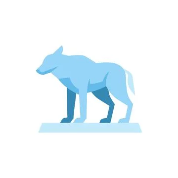 Geometric light blue arctic wolf standing on ice floe Stock Illustration