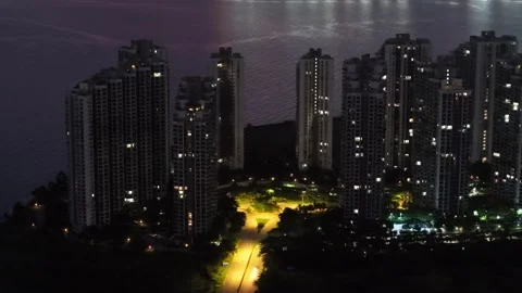 Geometric light patterns of Forest City at night. Stock Footage 332091903
