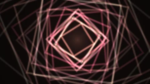 Geometric Light Squares Expanding in Dark Space swirling motion Stock Footage 327944862