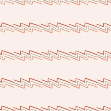 Geometric lightning doodle pattern on light background. Modern zigzag line ar Stock Illustration