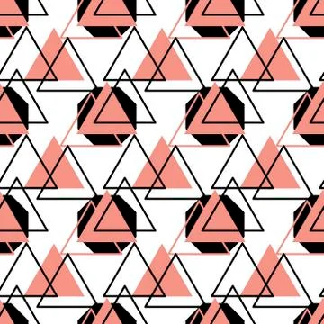 Geometric line and shape abstract seamless background with triangle and polyg Illustrazione stock