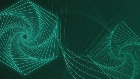 Geometric Line Art, green background with shapes, loop animation 4K, motion Stock Footage 154881055