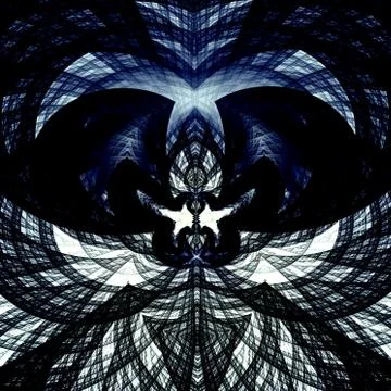 Geometric line art image. Two kissing doves. Black blue white colored element. Stock Illustration