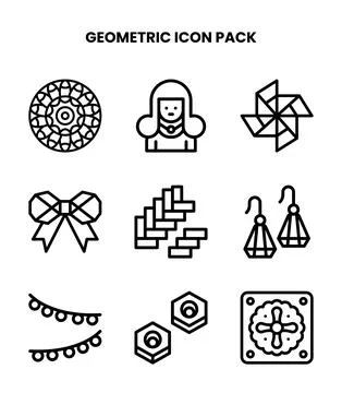 Geometric Line Design Icons Pack Illustrazione stock